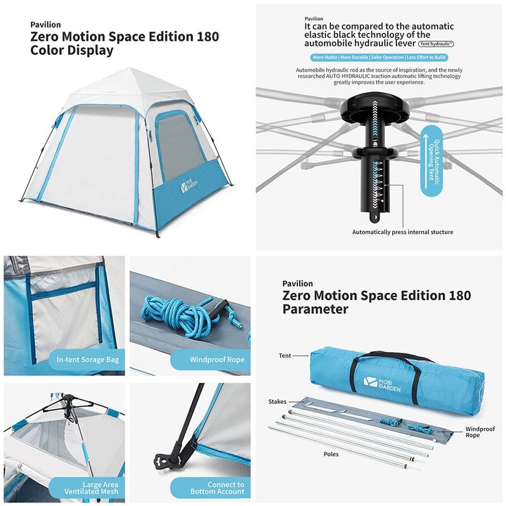 MOBI GARDEN Auto Pop Up Tent 4-Person 180cm