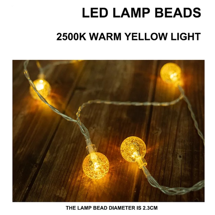 Mobi Garden Crystal Ball LED String Lights 10M Outdoor Indoor Camping Decorative Lights NX21673011 (Battery Version)
