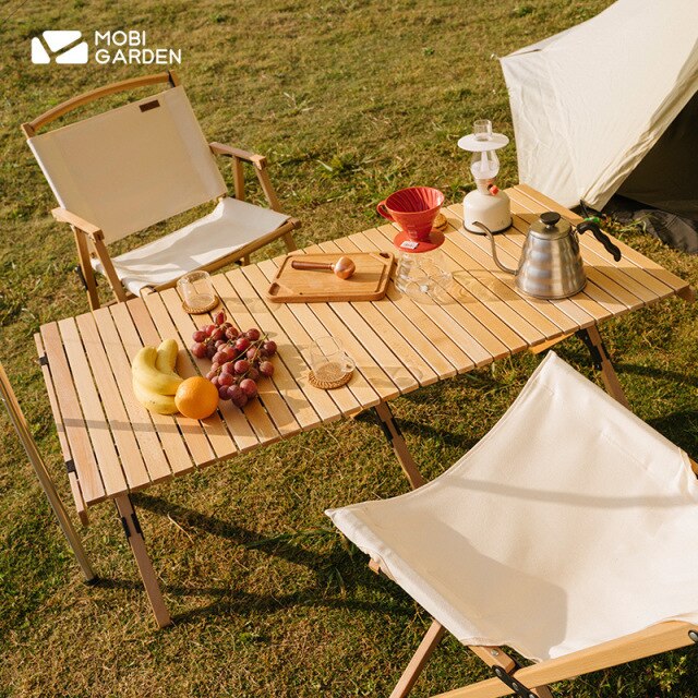 MOBI GARDEN Glamping Wood Roll Table – L