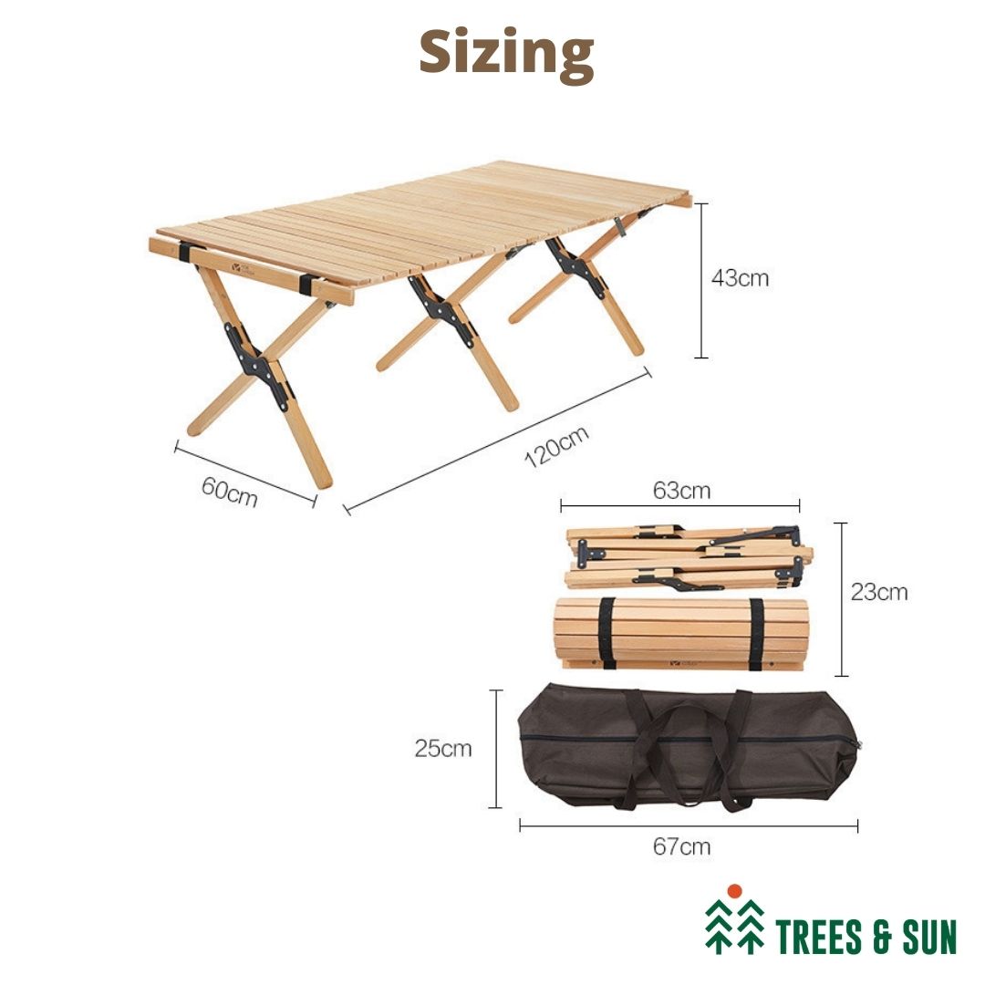 MOBI GARDEN Glamping Wood Roll Table – L