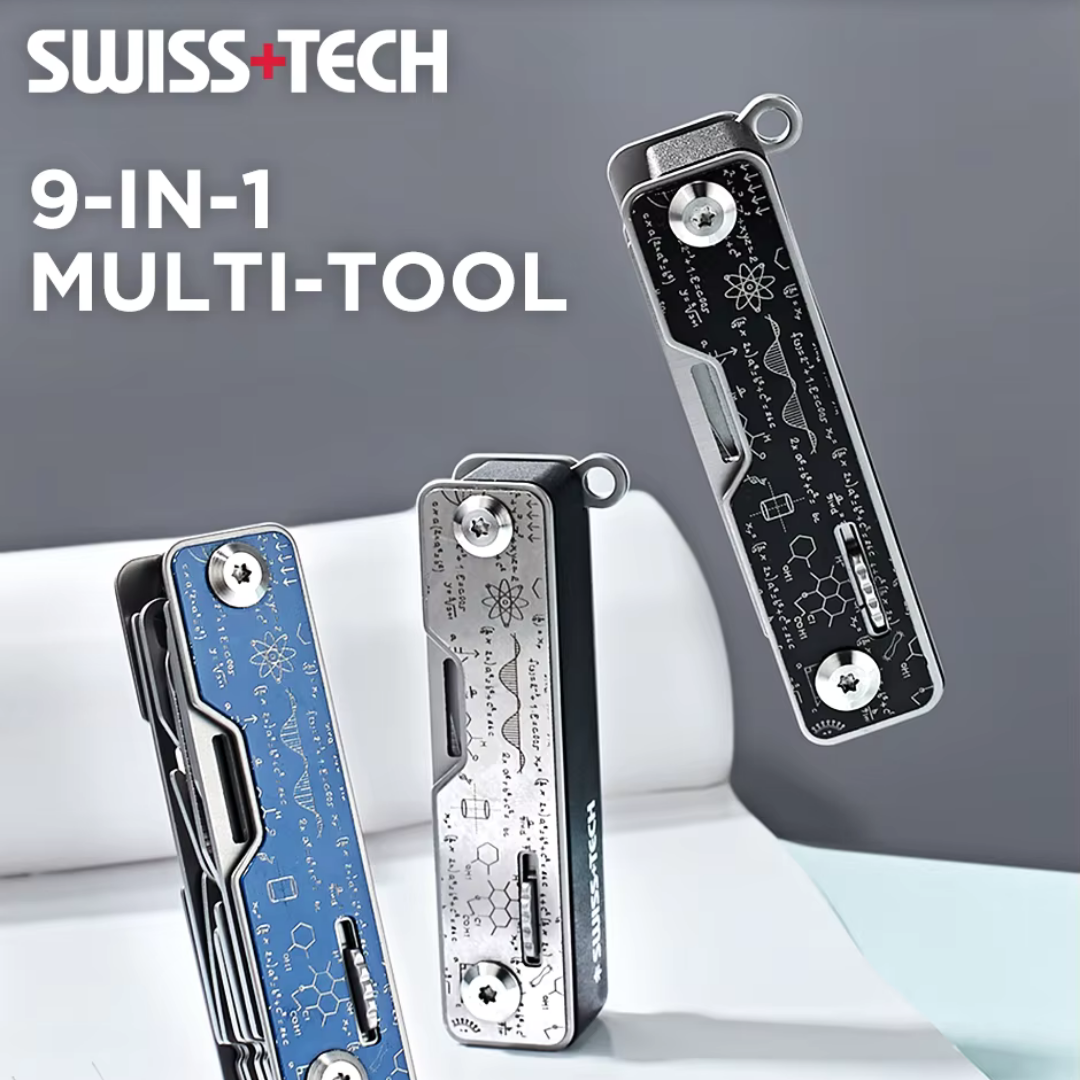 SWISS TECH Zebra 9 in 1 Steel Multitool Pocket Folding Portable Knife WF1002