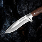 SWISS TECH Fixed Blade Knife with Leather Sheath Full-Tang SK1001