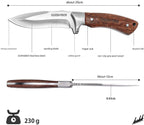 SWISS TECH Fixed Blade Knife with Leather Sheath Full-Tang SK1001