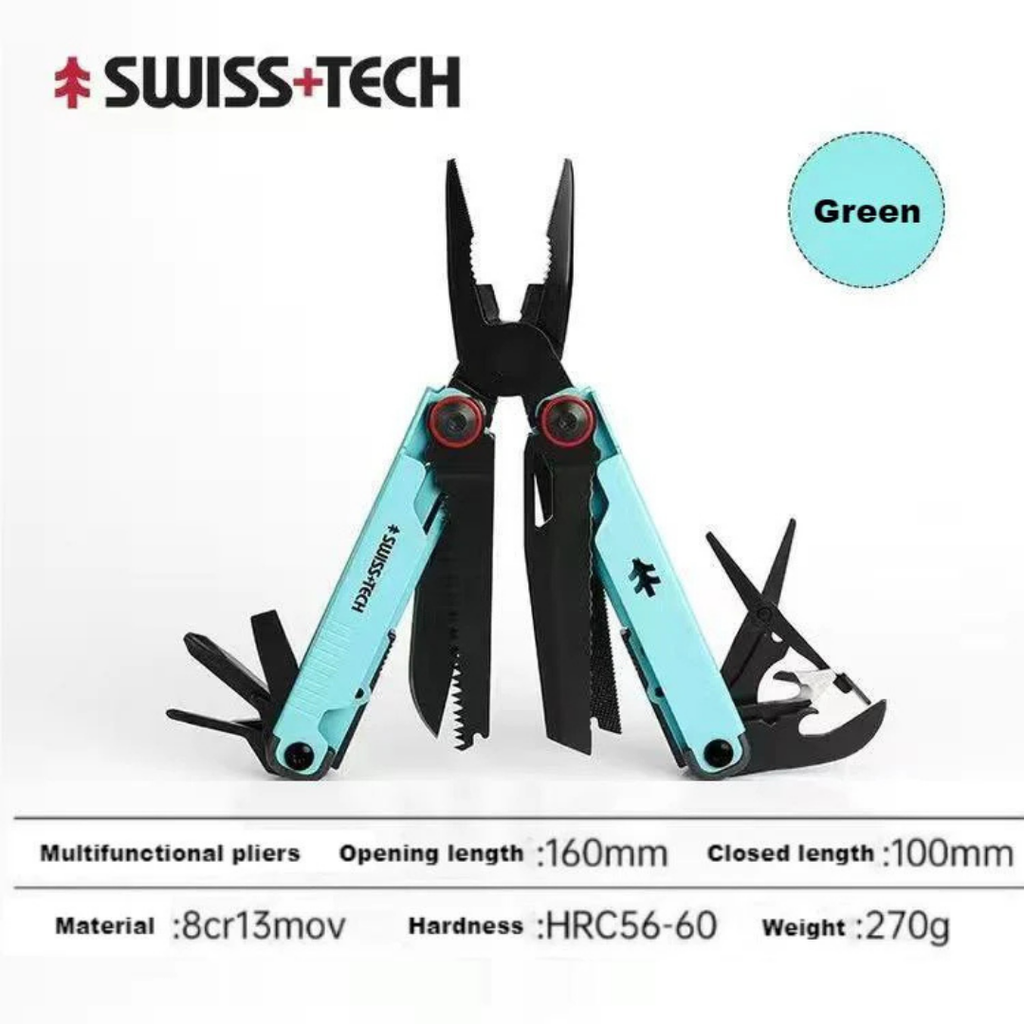 SWISS TECH Chameleon 16 in 1 Lake Green Multi-Functional Pliers ML2031