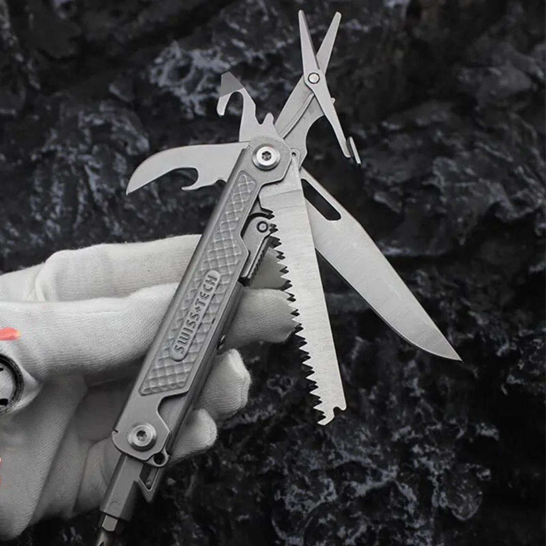 SWISS TECH Wolf Tooth 11 IN 1 Silver Folding Mini Multitool WP1002