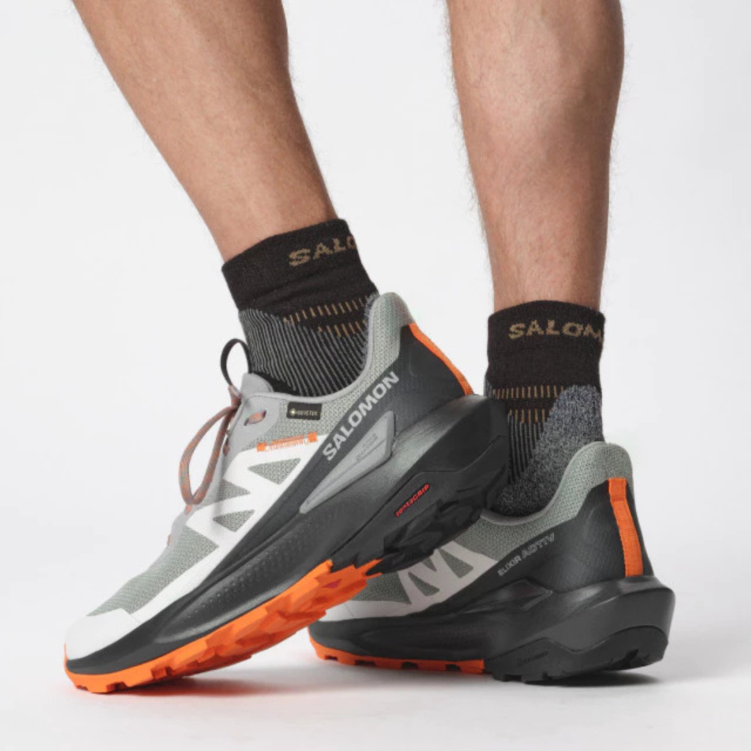 SALOMON Men's Elixir Activ Goretex Shoes - Sharkskin/Phantom/Dragon Fire