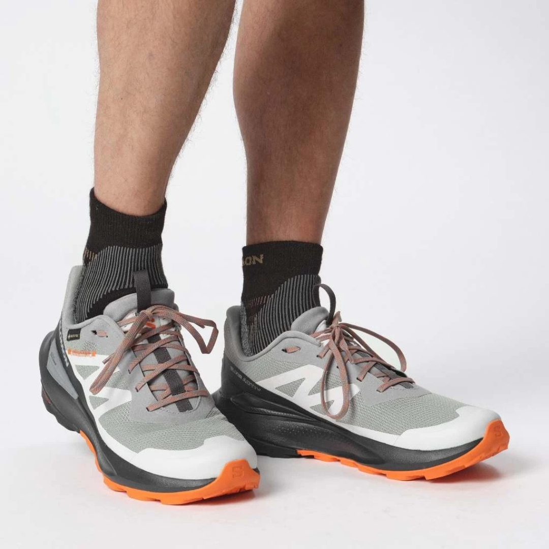 SALOMON Men's Elixir Activ Goretex Shoes - Sharkskin/Phantom/Dragon Fire