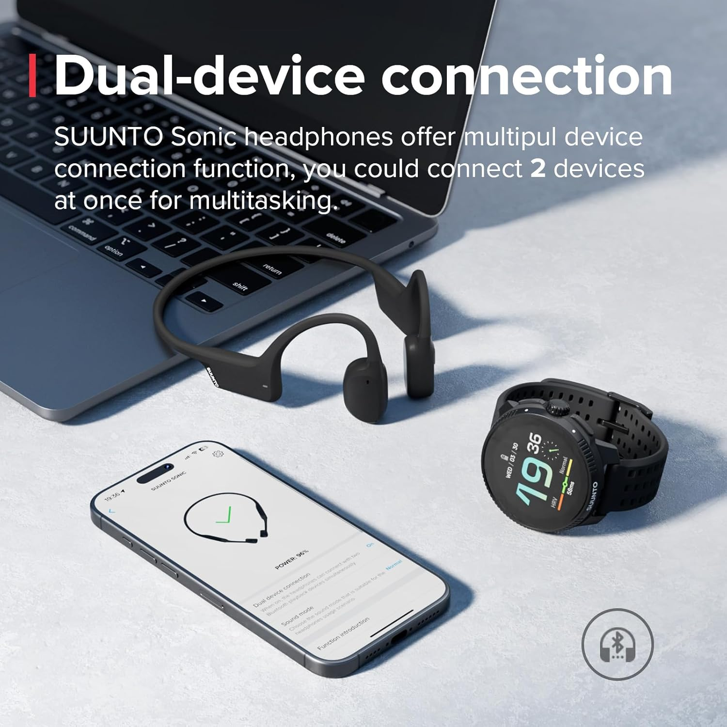 SUUNTO Sonic Open-Ear Bone Conduction Headphones