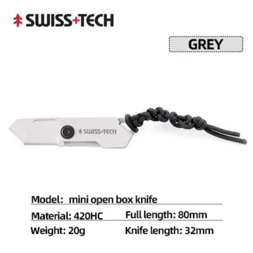 SWISS TECH Glowworm Small Grey Stainless Steel Mini Folding Knife BC1003
