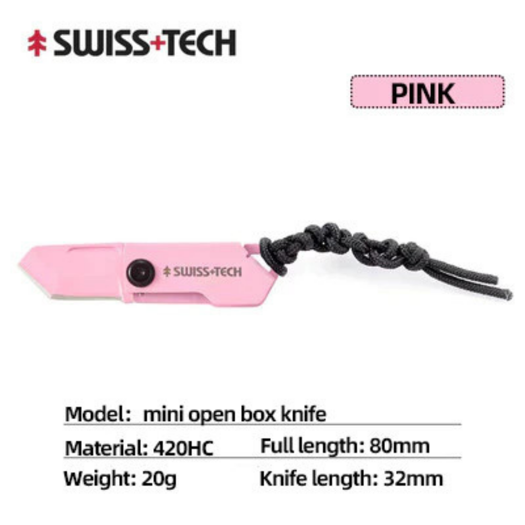 SWISS TECH Glowworm Small Pink Stainless Steel Mini Folding Knife BC1002