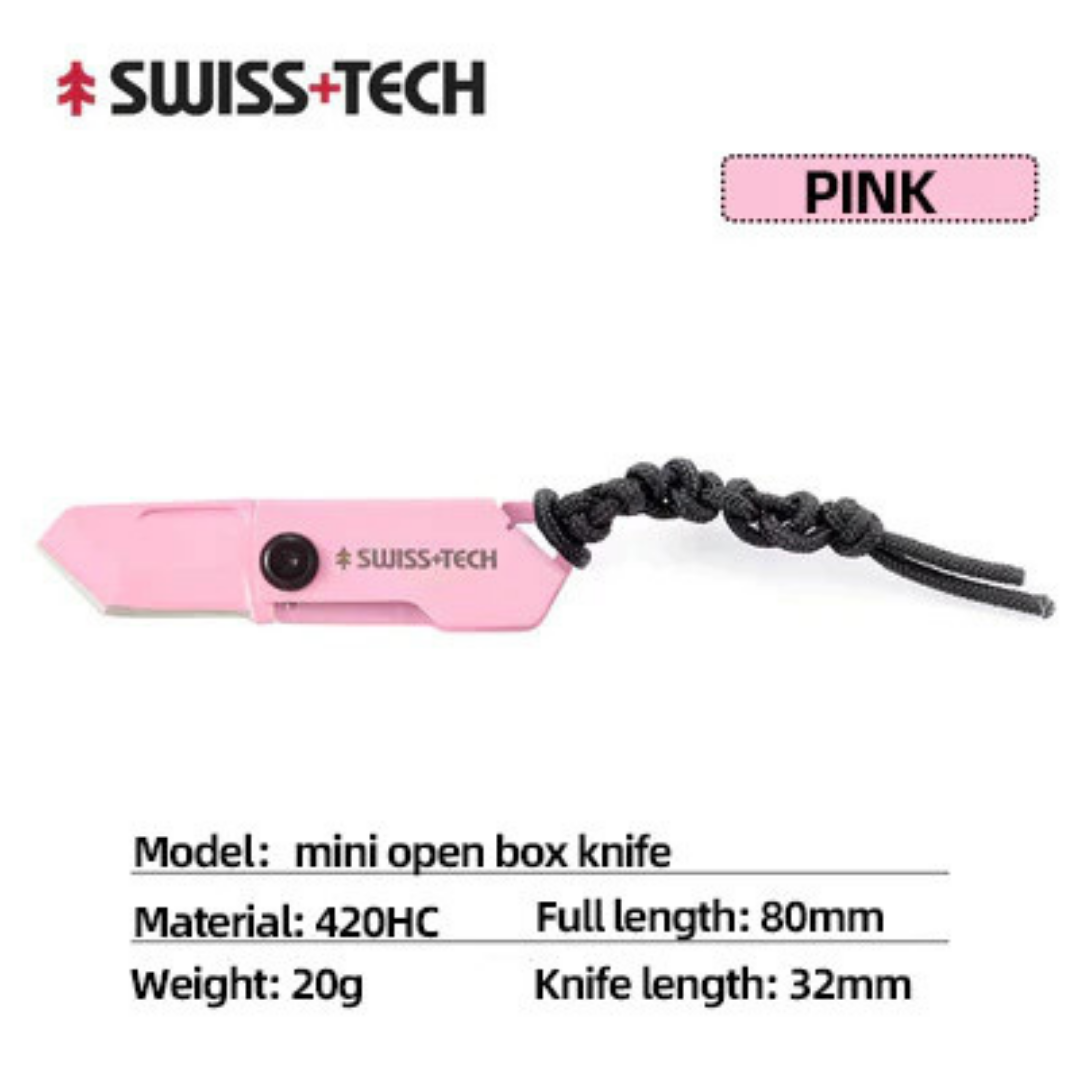SWISS TECH Glowworm Small Pink Stainless Steel Mini Folding Knife BC1002