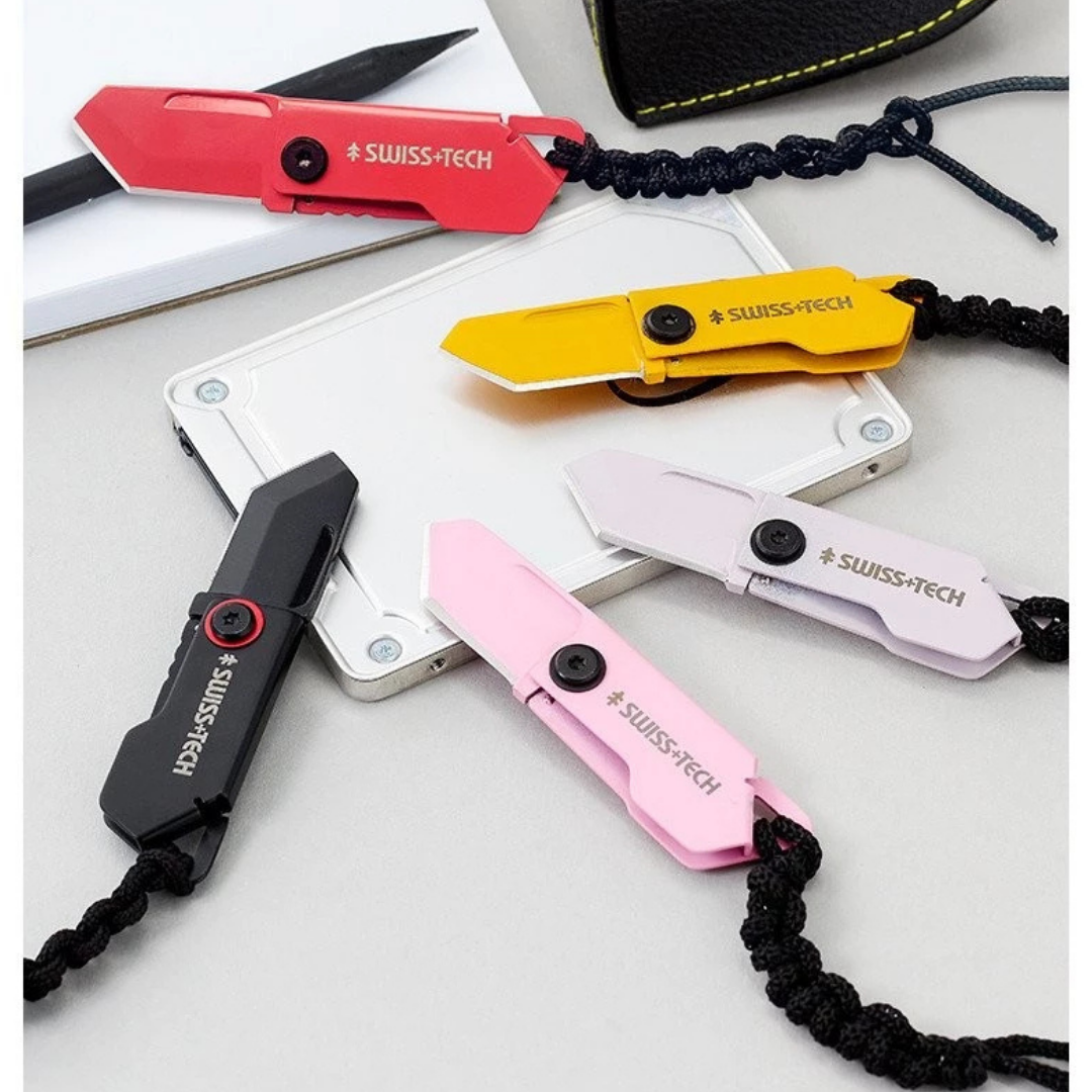 SWISS TECH Glowworm Small Red Stainless Steel Mini Folding Knife BC1005