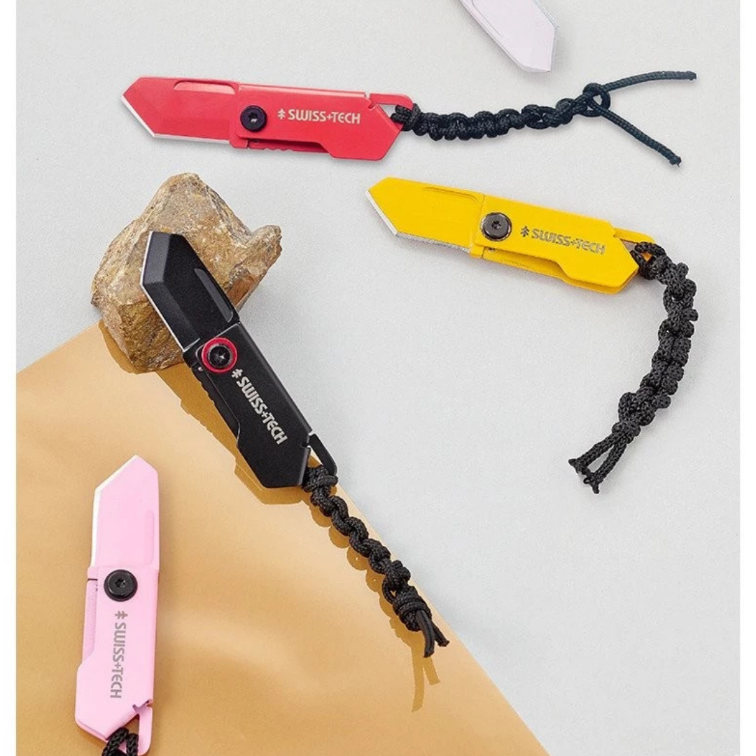 SWISS TECH Glowworm Small Yellow Stainless Steel Mini Folding Knife BC1004