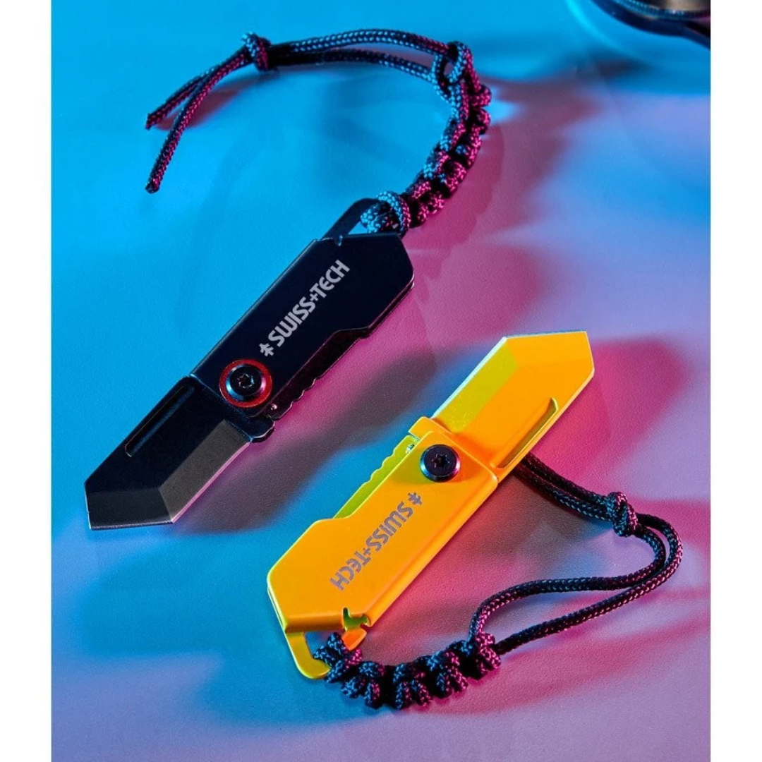 SWISS TECH Glowworm Small Red Stainless Steel Mini Folding Knife BC1005