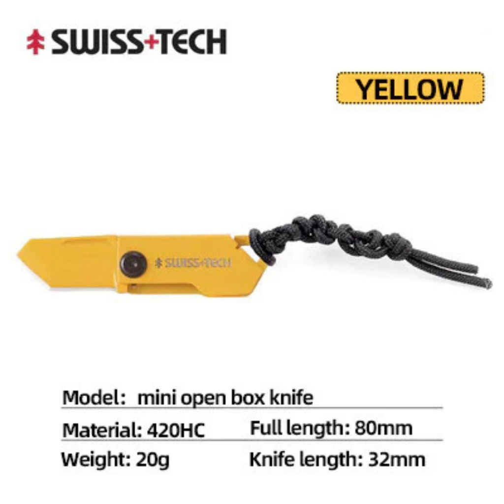 SWISS TECH Glowworm Small Yellow Stainless Steel Mini Folding Knife BC1004