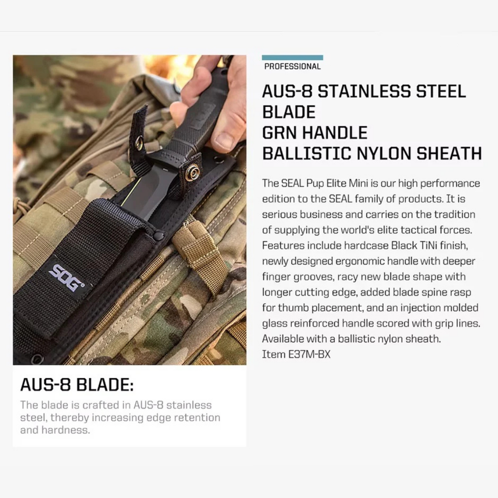 SOG Seal Pup Elite Mini Tactical Fixed Blade Knife