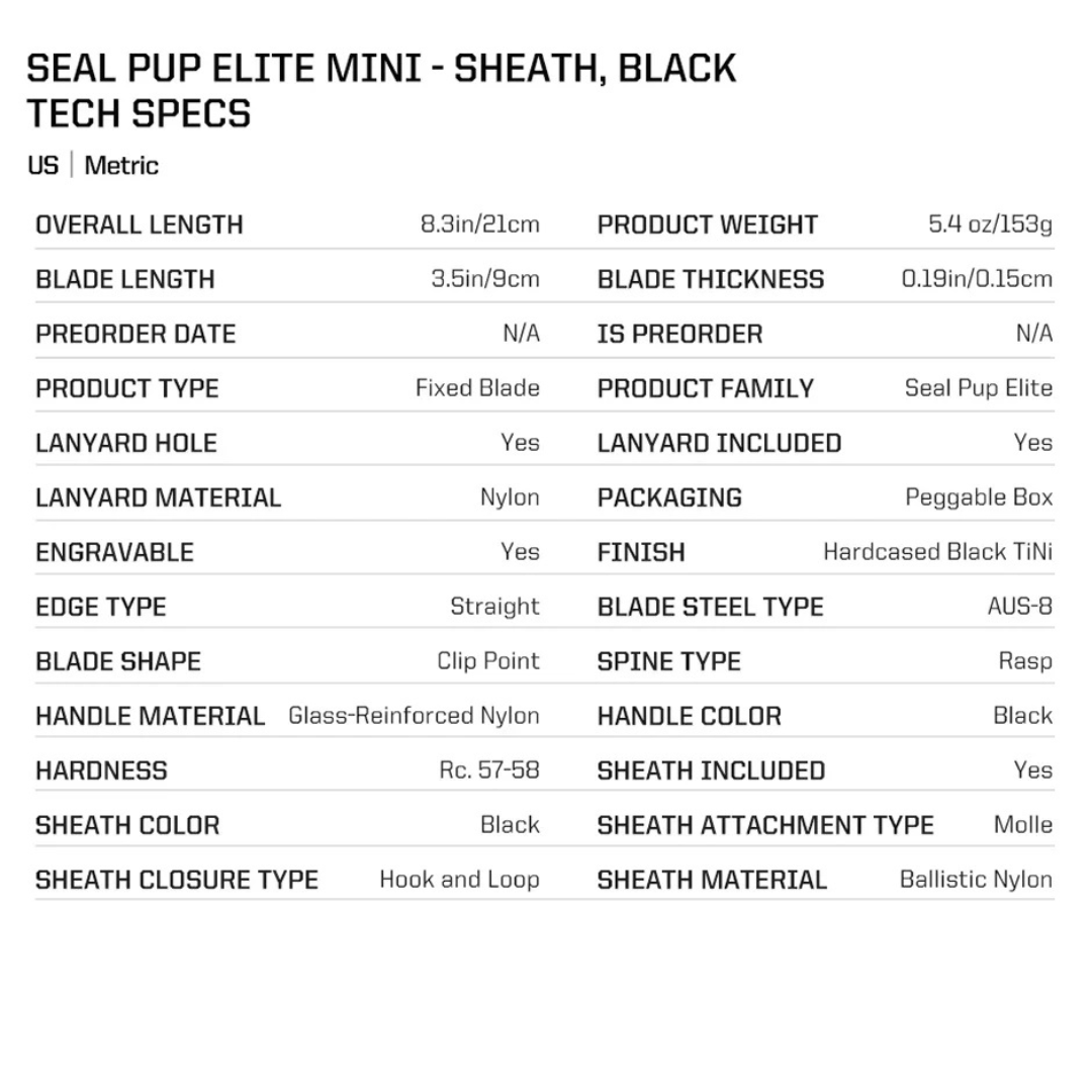 SOG Seal Pup Elite Mini Tactical Fixed Blade Knife