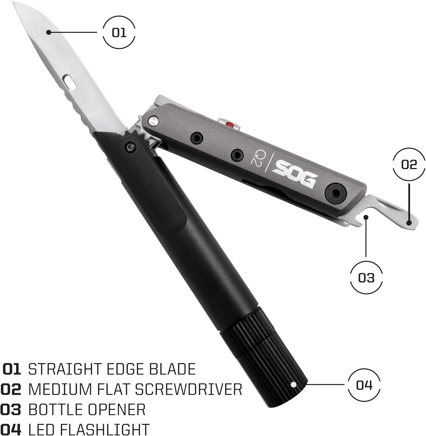 SOG Baton Q2 Black Multi-Tool EDC Pen Light