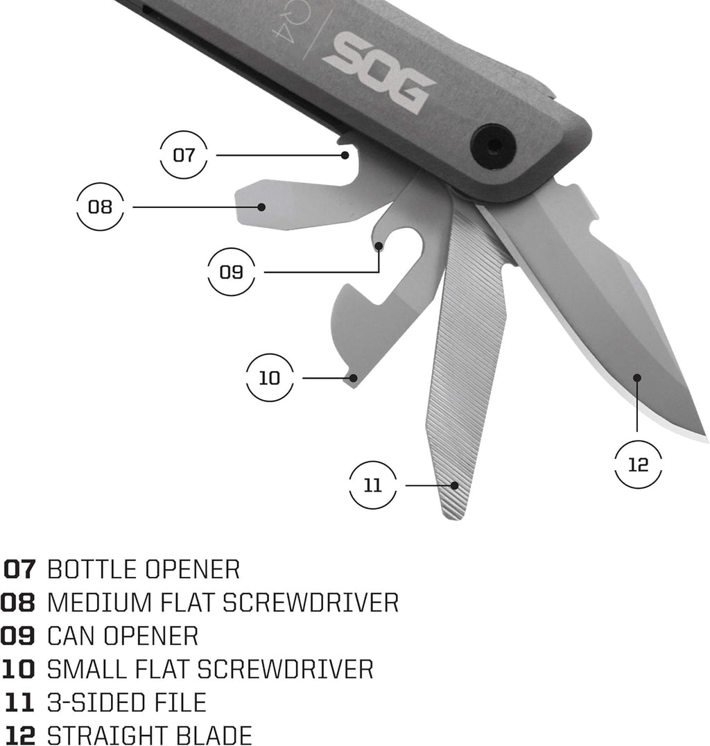 SOG Baton Q4 Black Hex Driver Multi Tool Kit Pocket Knife