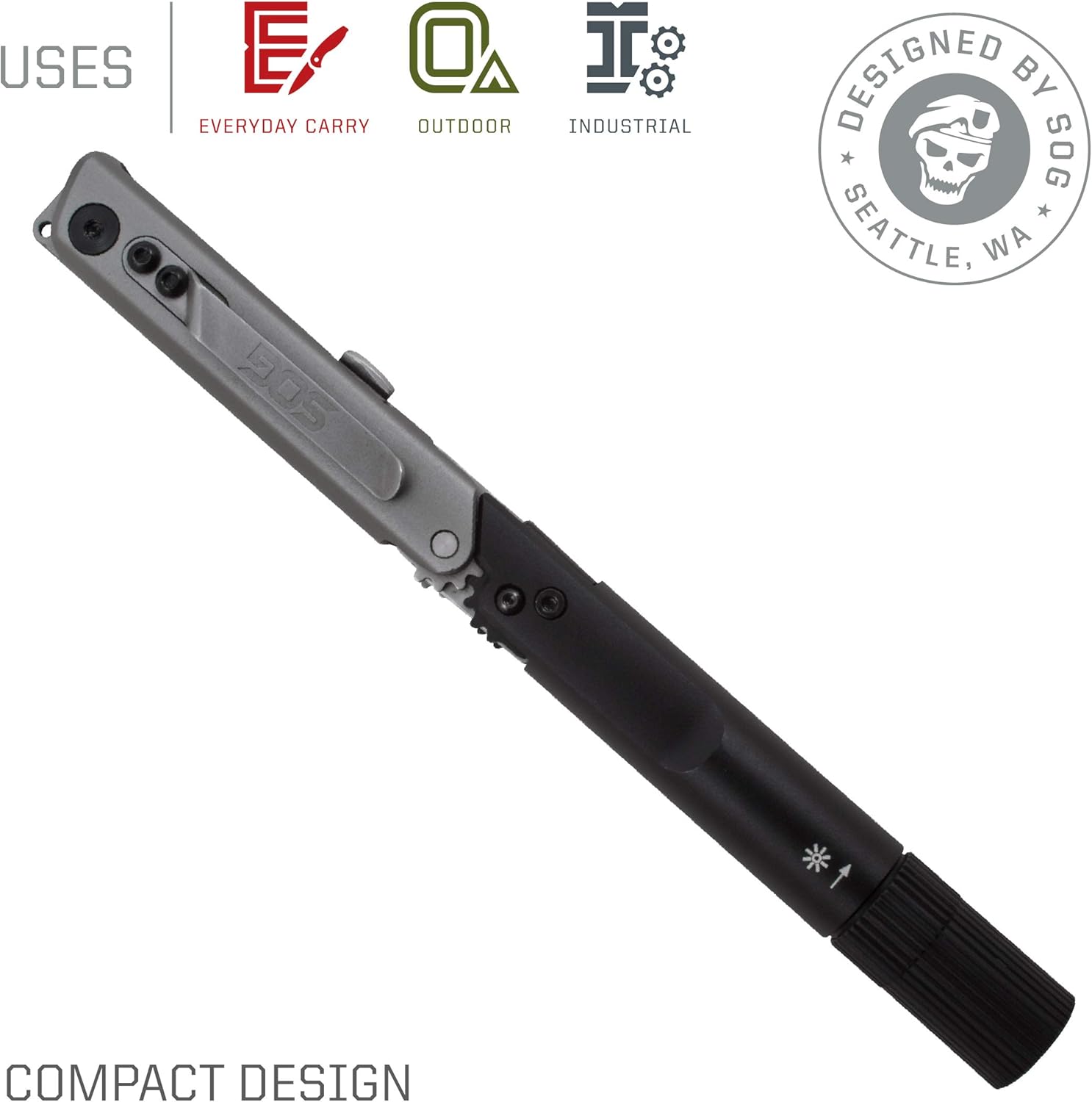 SOG Baton Q2 Black Multi-Tool EDC Pen Light