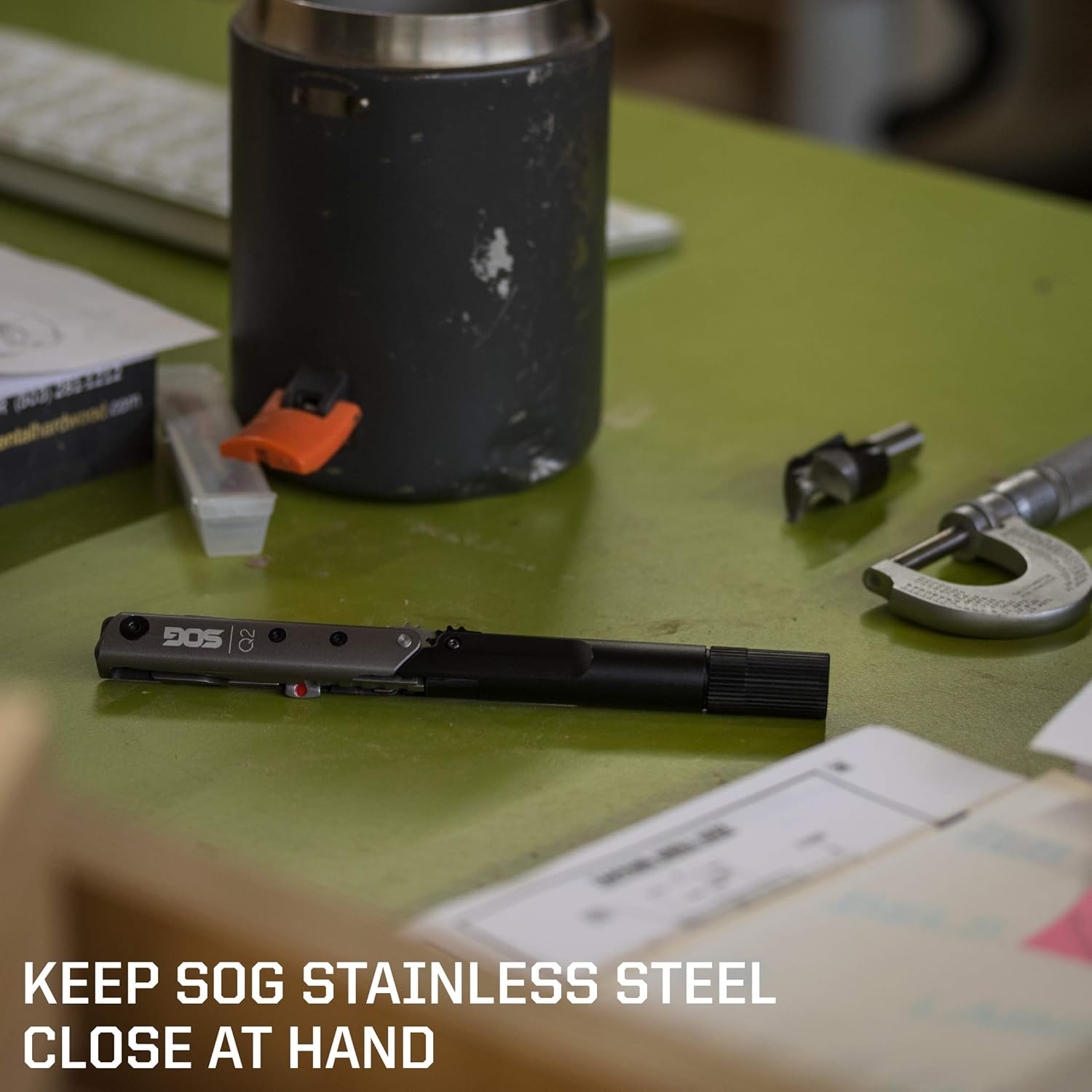 SOG Baton Q2 Black Multi-Tool EDC Pen Light