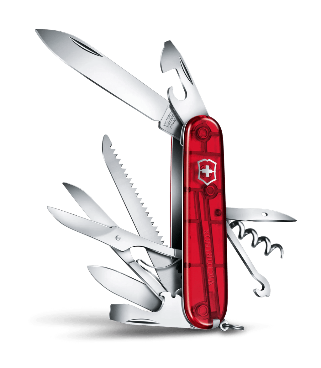 VICTORINOX Huntsman Red Trans Swiss Army Multi Tools Knife