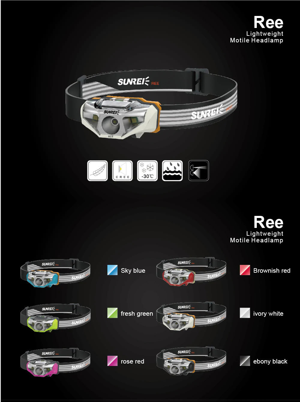 SUNREI Ree Lightest Motile Headlamp - 155 Lumens