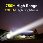 SUNREI TZ1200 Long-Range Rechargeable Flashlight – 750m, 1200 Lumens