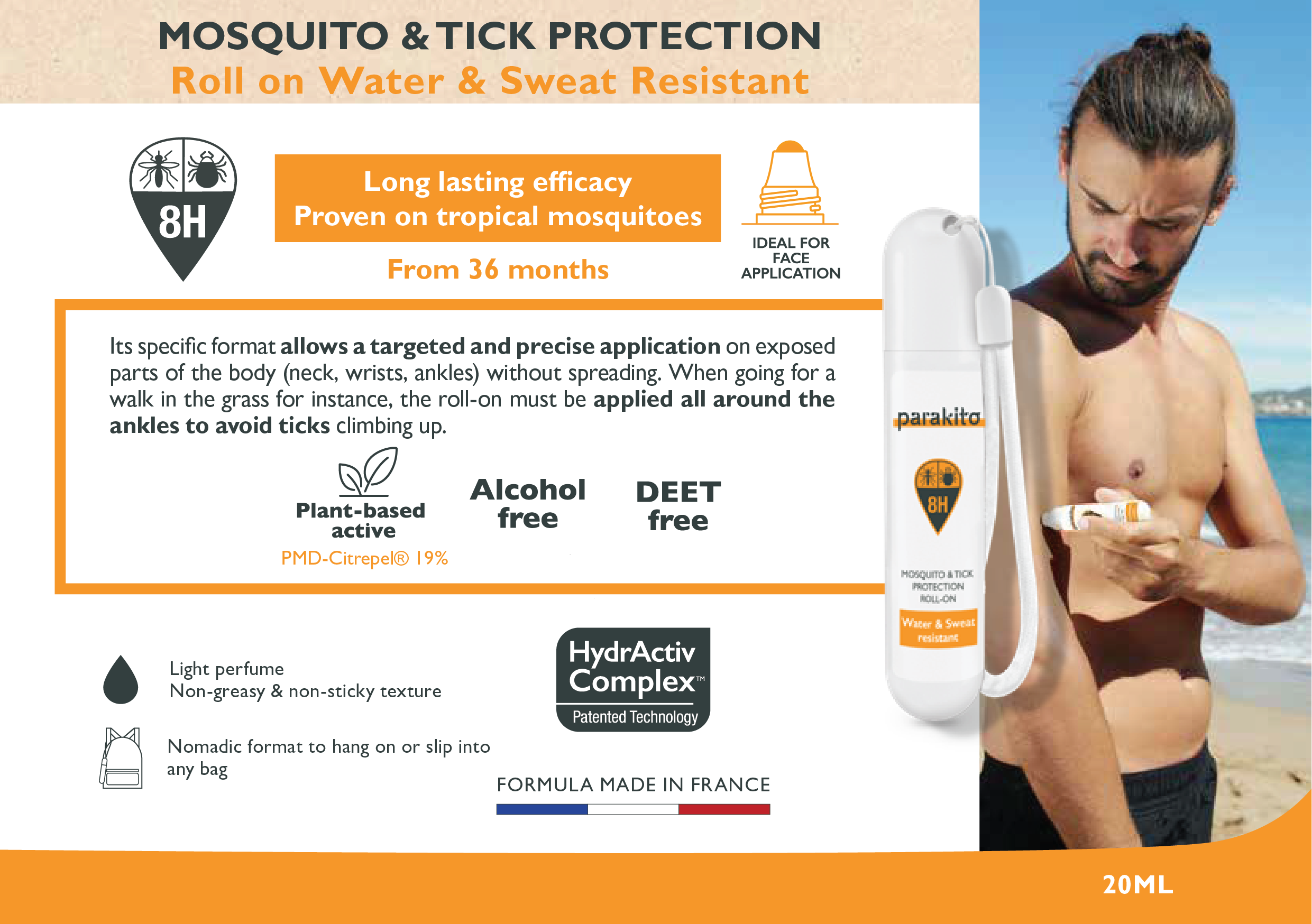 PARA'KITO Mosquito & Tick Repellent Roll-On 20ml