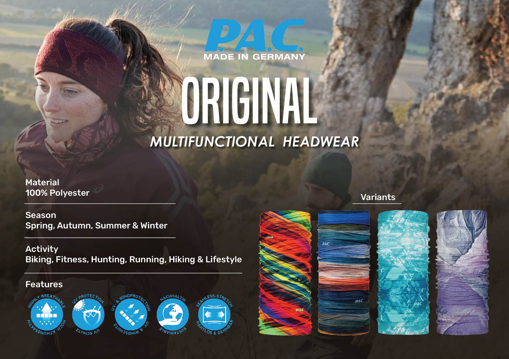 PAC Original Multifunctional Headwear Bandana Scarf