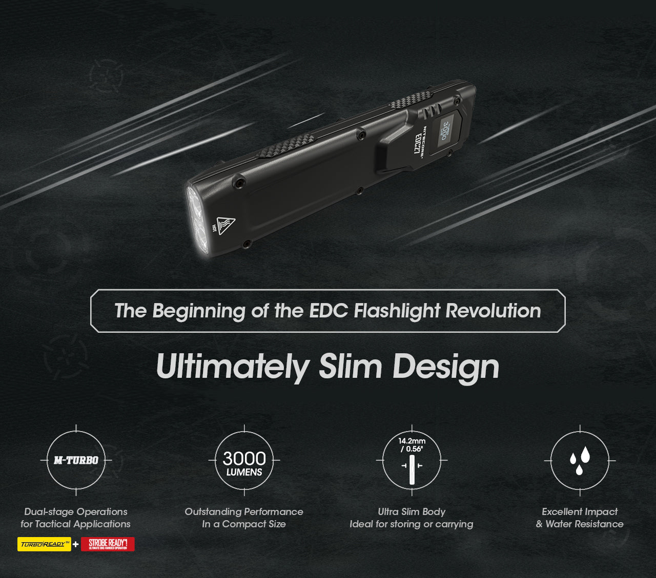 NITECORE EDC27 Ultra Slim Flashlight 3000LM