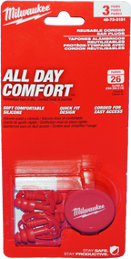 MILWAUKEE Noise Protection Reusable Corded Earplugs – 3 Pairs