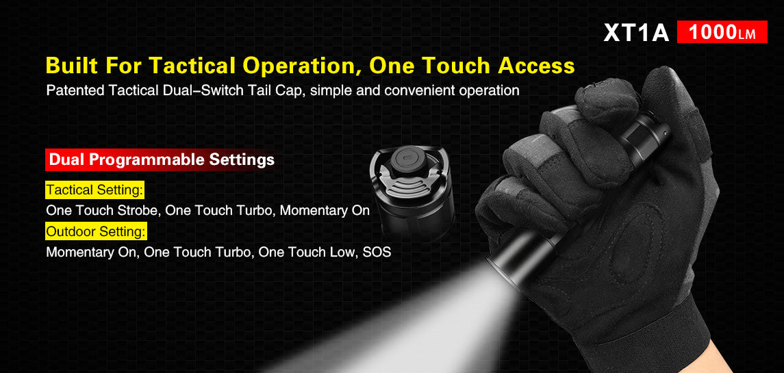 KLARUS XT1A 1000 Lumen Tactical EDC Flashlight