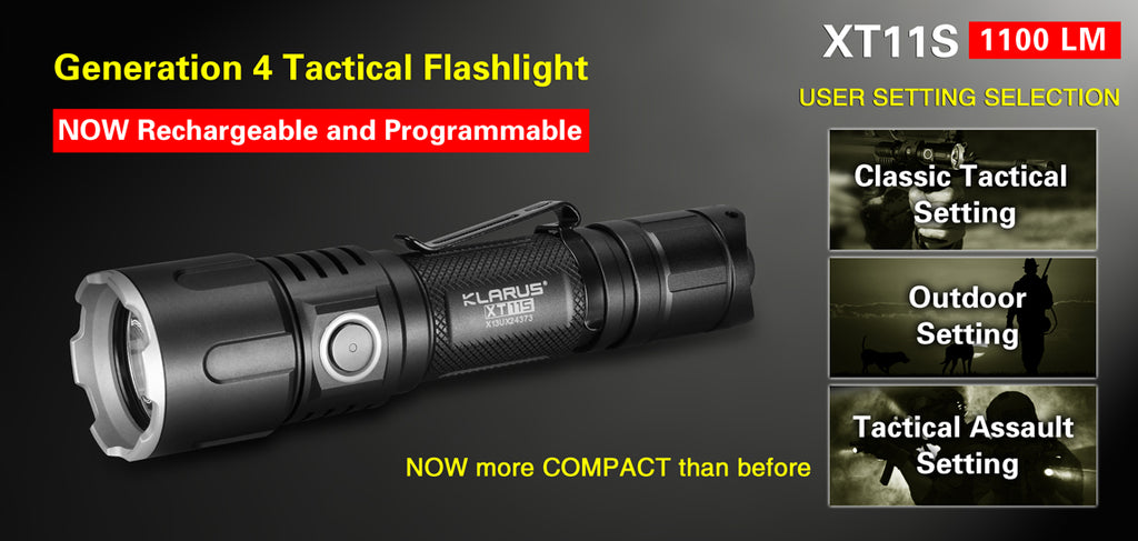 KLARUS XT11S 1100 Lumen Ultra Compact Tactical Flashlight