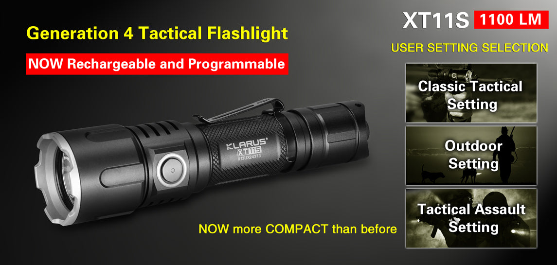 KLARUS XT11S 1100 Lumen Ultra Compact Tactical Flashlight