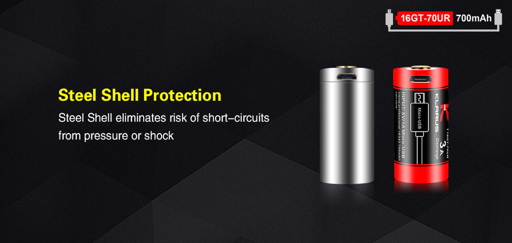 KLARUS 16GT-70UR USB Rechargeable Battery 16340 700mAh
