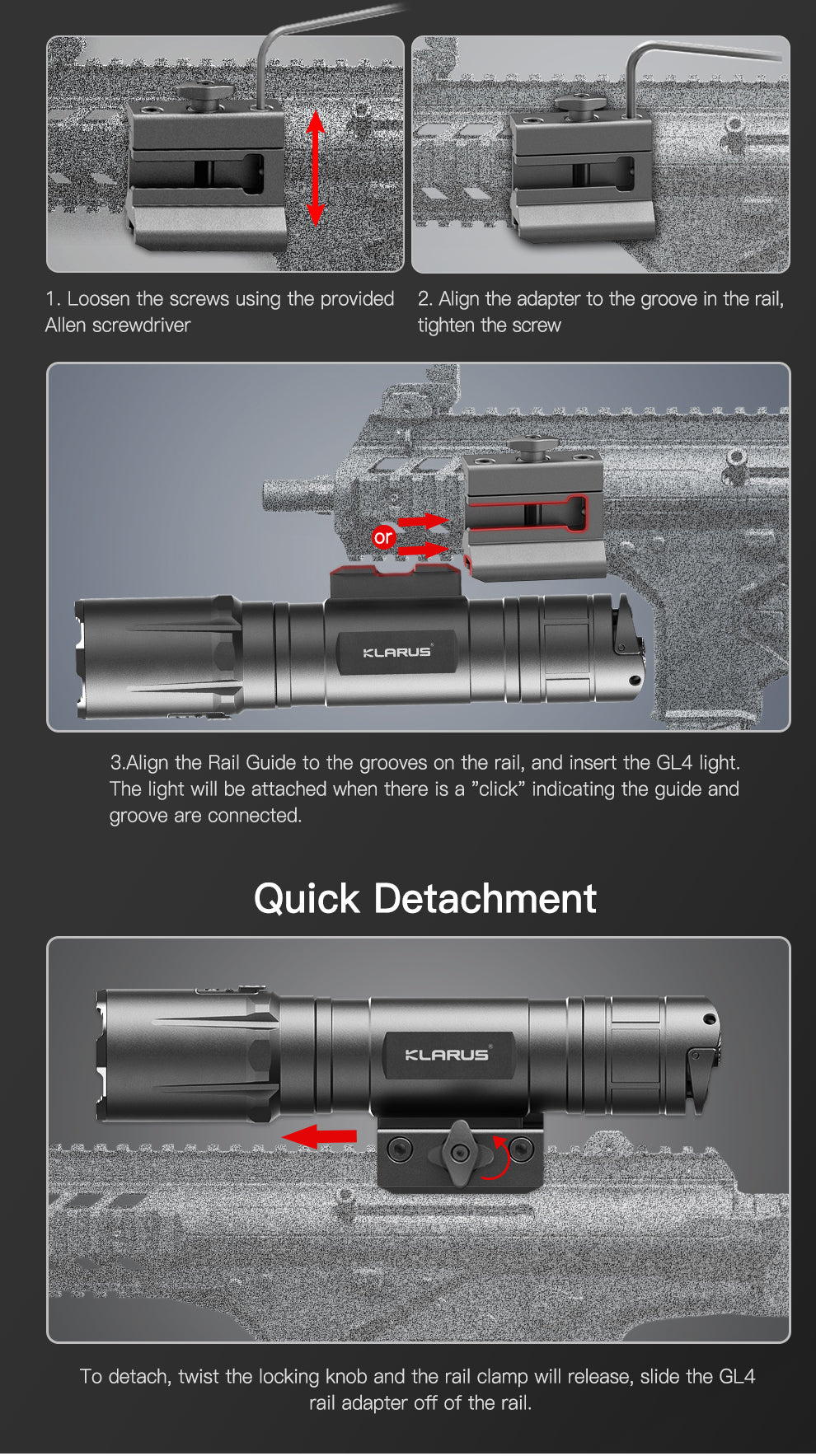 KLARUS GL4 Rail Light 3300LM Ultra Compact Flashlight