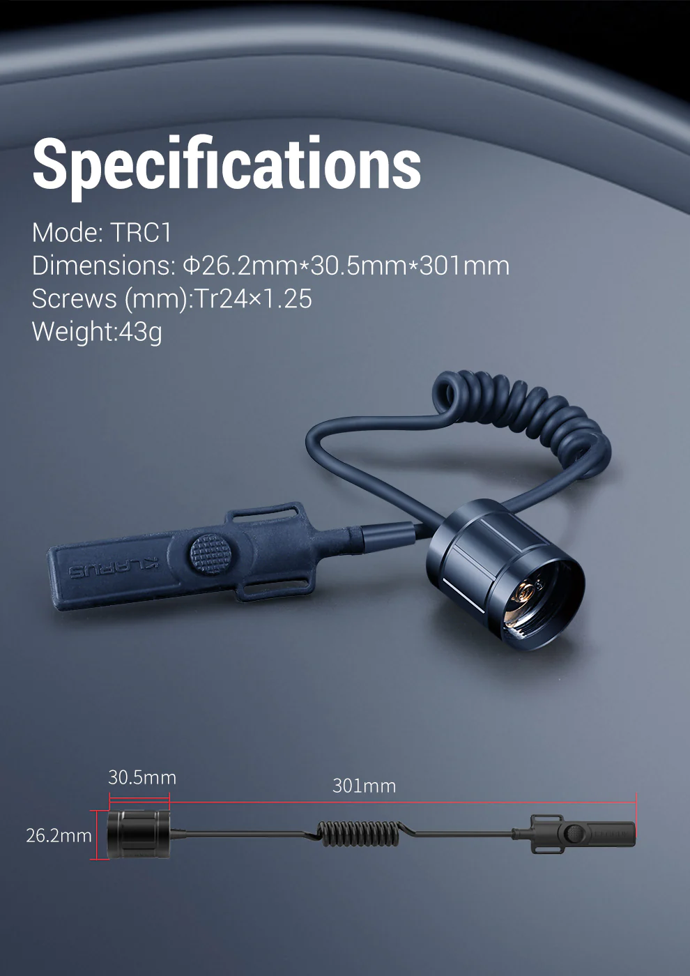 KLARUS TRC1 Remote Control Cable Switch