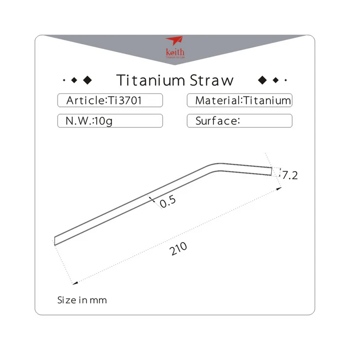KEITH TITANIUM Straw with Custom Brush & Pouch Ti3701 Ti3702