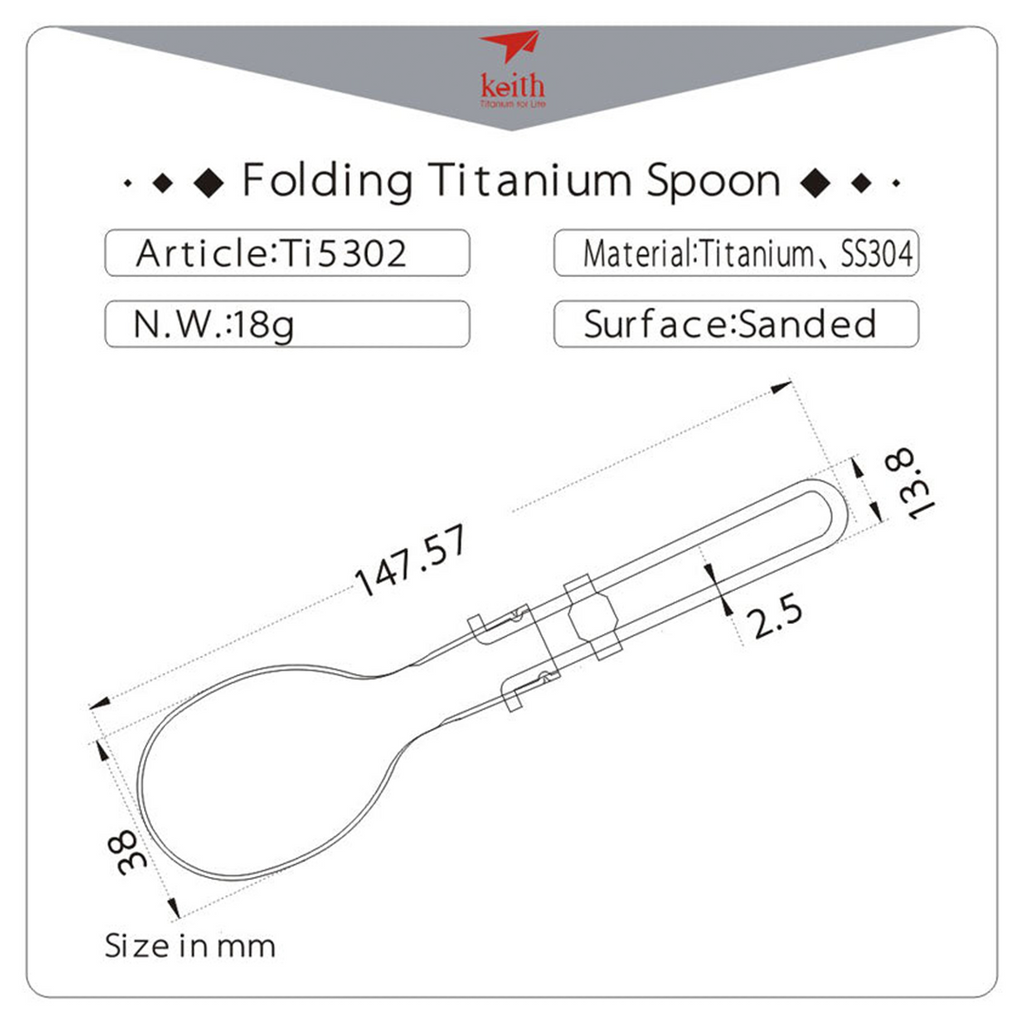 KEITH TITANIUM Folding Spoon Ti5302