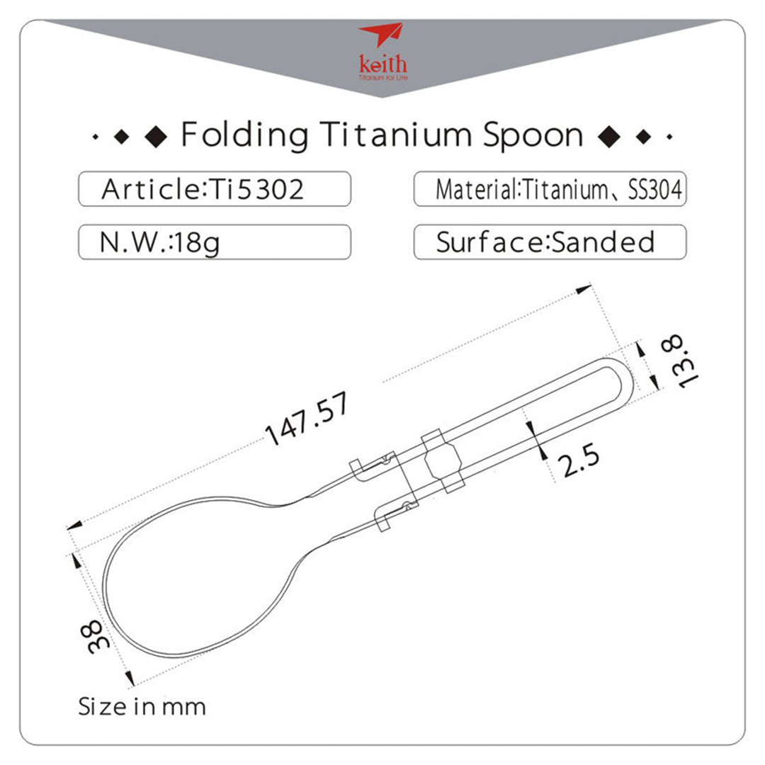 KEITH TITANIUM Folding Spoon Ti5302