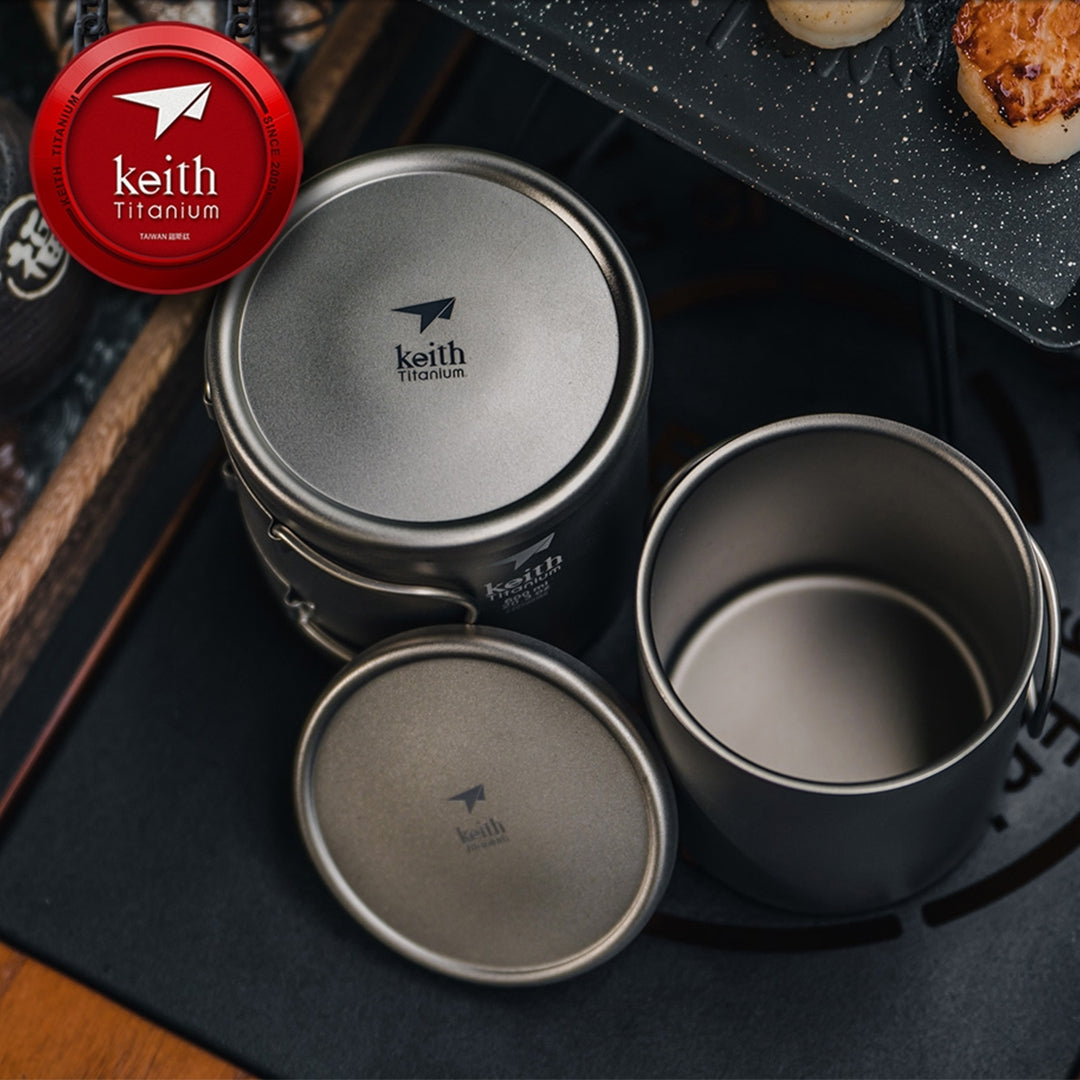 KEITH TITANIUM Double-Wall Mug with Folding Handle & Lid 450ml Ti3353