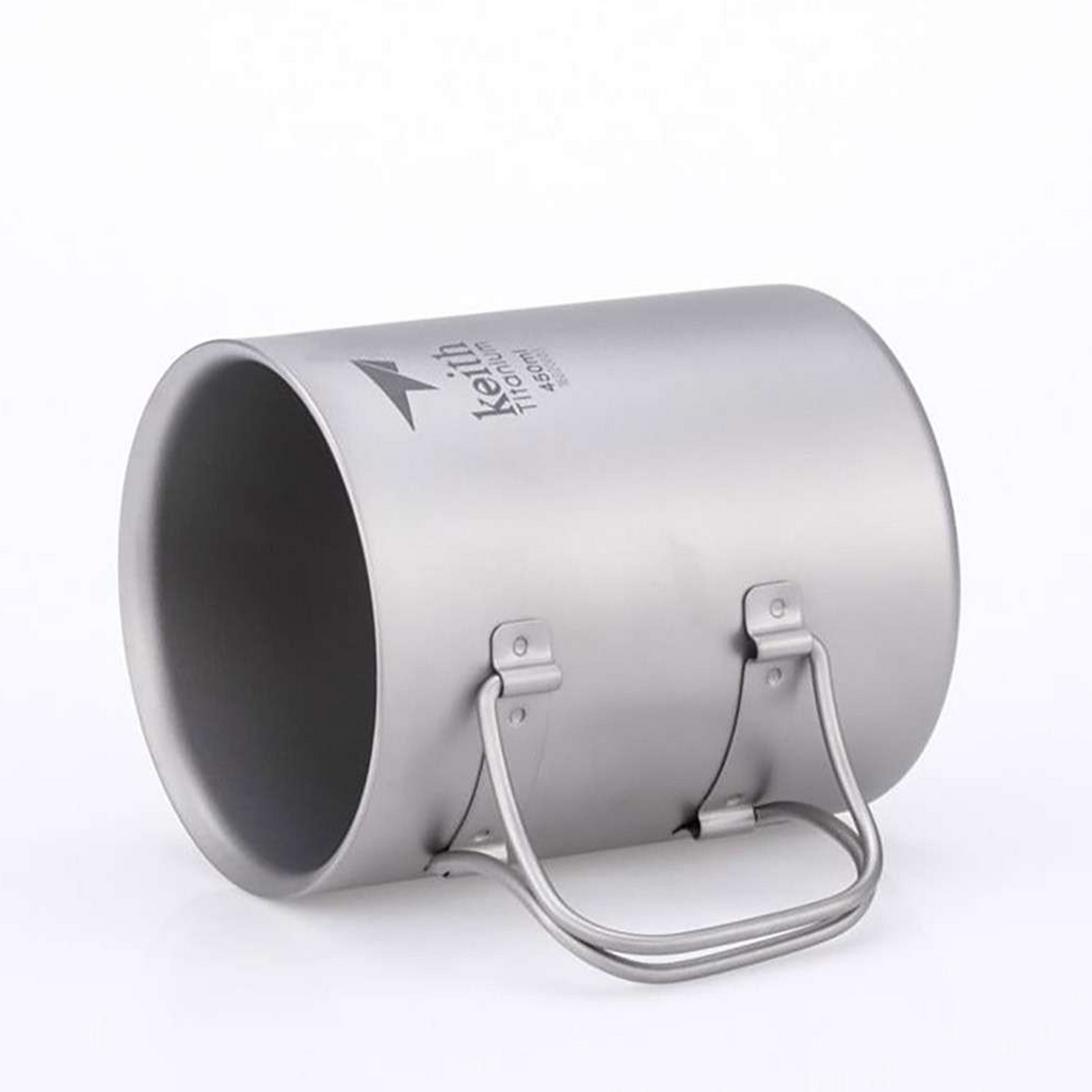 KEITH TITANIUM Double-Wall Mug with Folding Handle & Lid 450ml Ti3353
