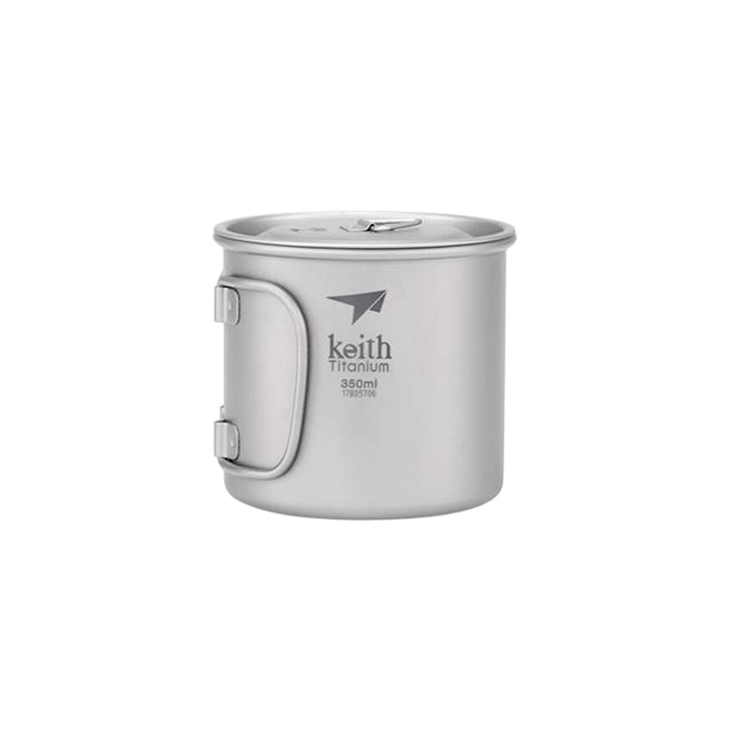 KEITH TITANIUM Single-Wall Mug with Folding Handle & Lid 350ml Ti3240