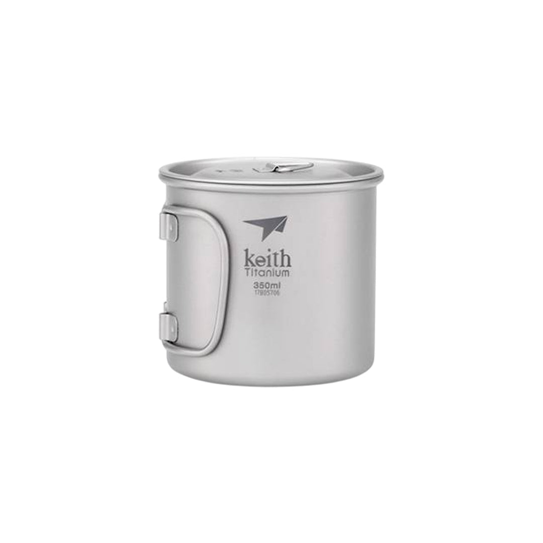 KEITH TITANIUM Single-Wall Mug with Folding Handle & Lid 350ml Ti3240