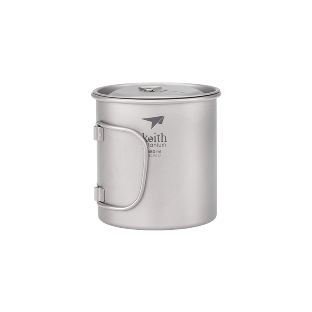 KEITH TITANIUM Single-Wall Mug with Folding Handle & Lid 550ml Ti3206