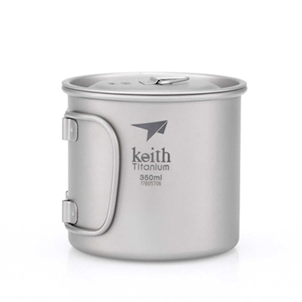KEITH TITANIUM Single-Wall Mug with Folding Handle & Lid 350ml Ti3240