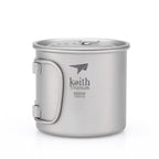 KEITH TITANIUM Single-Wall Mug with Folding Handle & Lid 350ml Ti3240