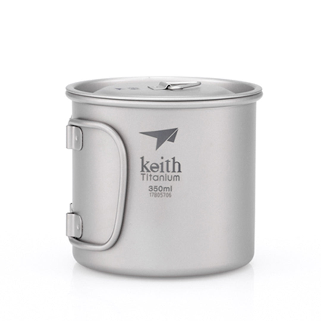KEITH TITANIUM Single-Wall Mug with Folding Handle & Lid 350ml Ti3240