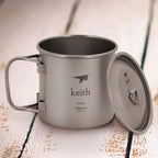 KEITH TITANIUM Single-Wall Mug with Folding Handle & Lid 350ml Ti3240